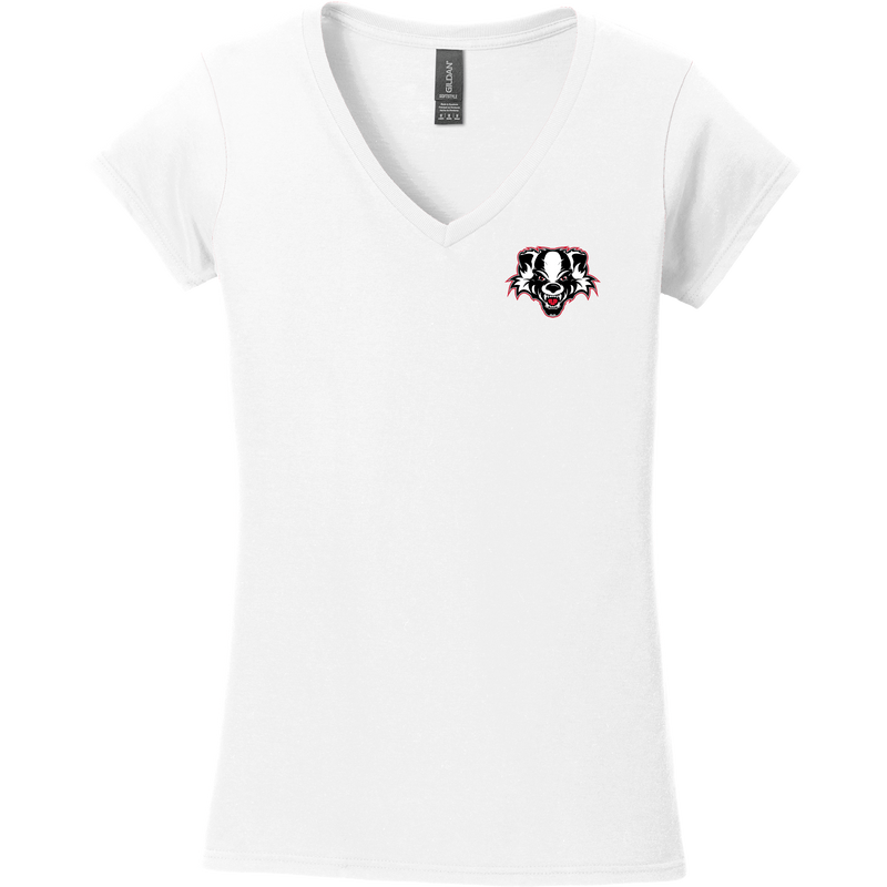 Scary Badgers Softstyle Ladies Fit V-Neck T-Shirt