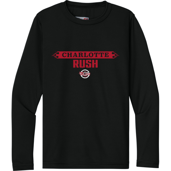 Charlotte Rush Youth Cooling Performance Long Sleeve Tee