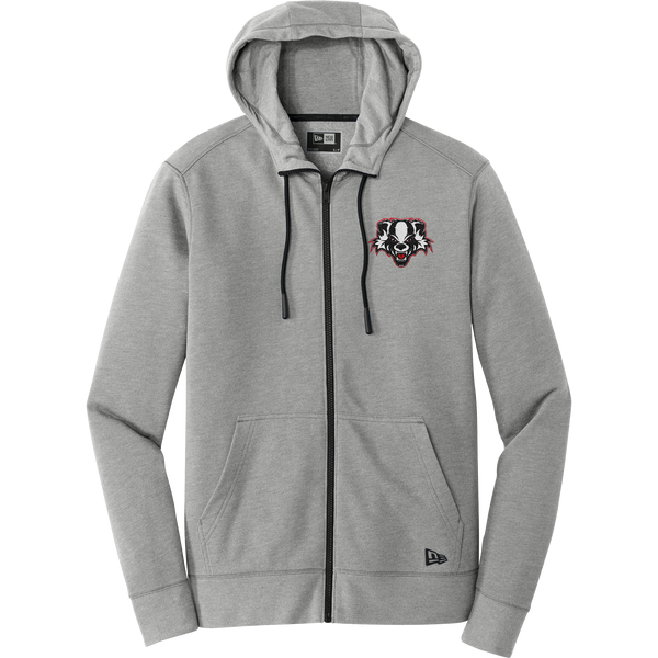Scary Badgers New Era Tri-Blend Fleece Full-Zip Hoodie