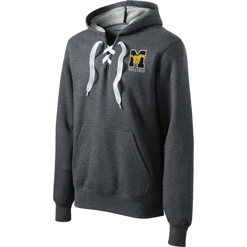 Marlboro Track and Field Lace Up Pullover Hooded Sweatshirt